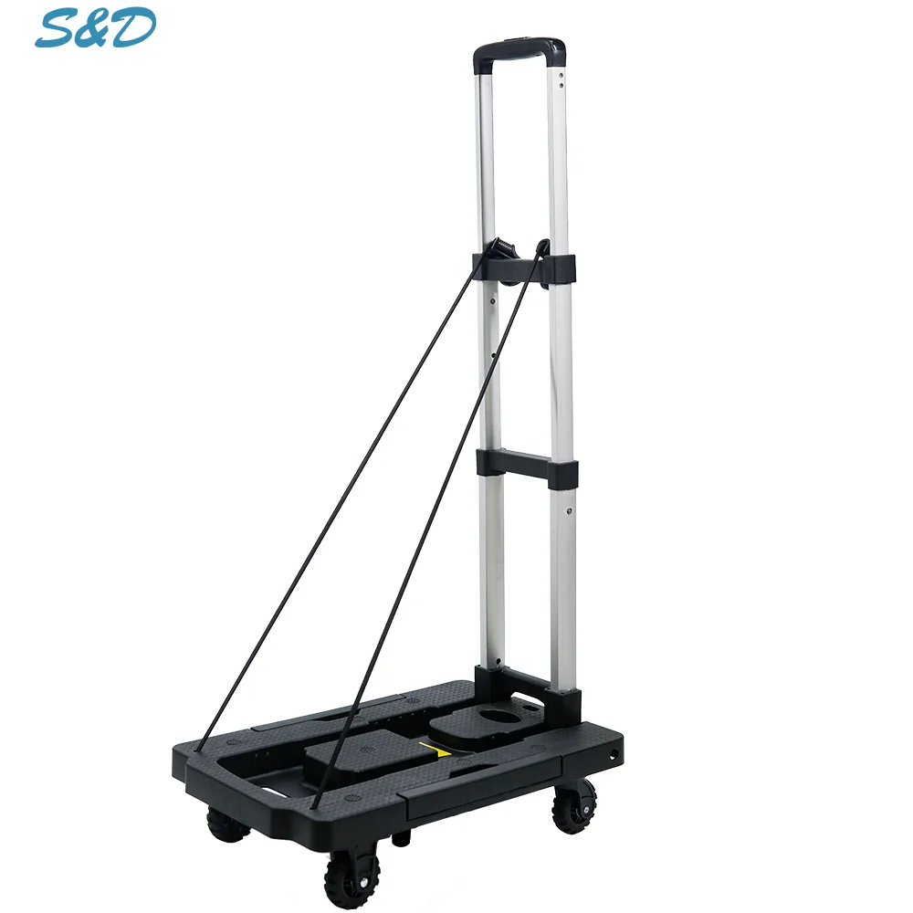 
Generic Convertible Collapsible Foldable Load Compact Flatform Blue Hand Truck Trolley Cart Transform With Wheels 