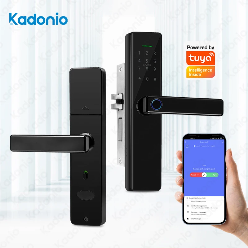 

Kadonio Waterproof Smart lock WIFI APP Smart Door Lock Aluminum Fingerprint Inside Digital Handle Keyless Tuya Smart Lock