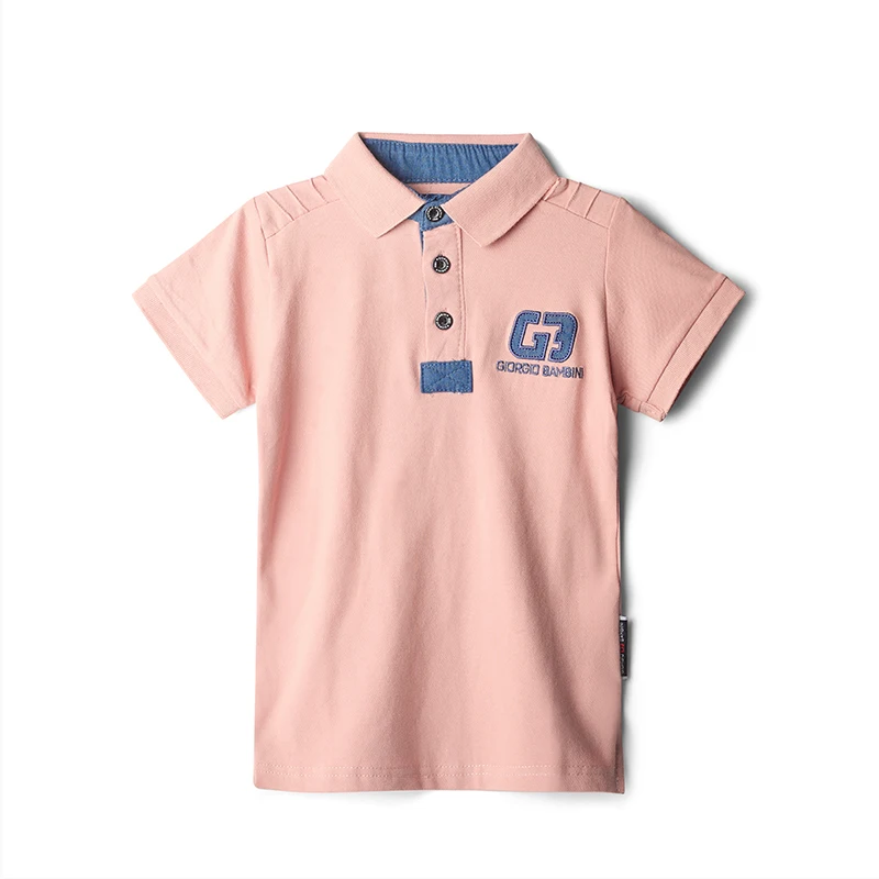 

Kids Short Sleeves Cotton T Shirts Boys Children's Polo Shirts, White/blue/pink/navy