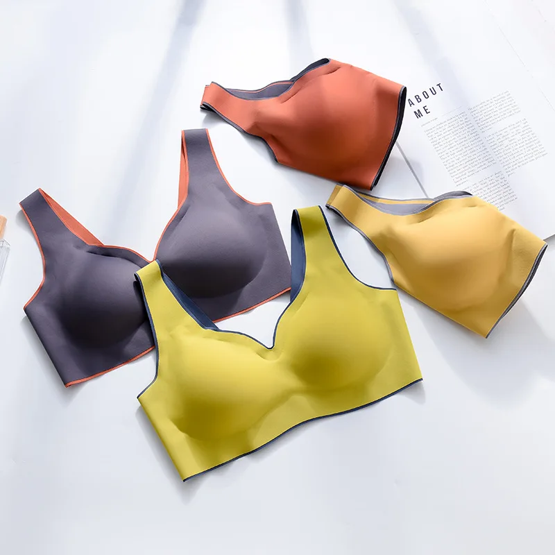 

Latex Seamless Bra Push Up Bralette Underwear Bras For Women Cooling Gathers Shock-proof Female Intimate Comfortable Bra