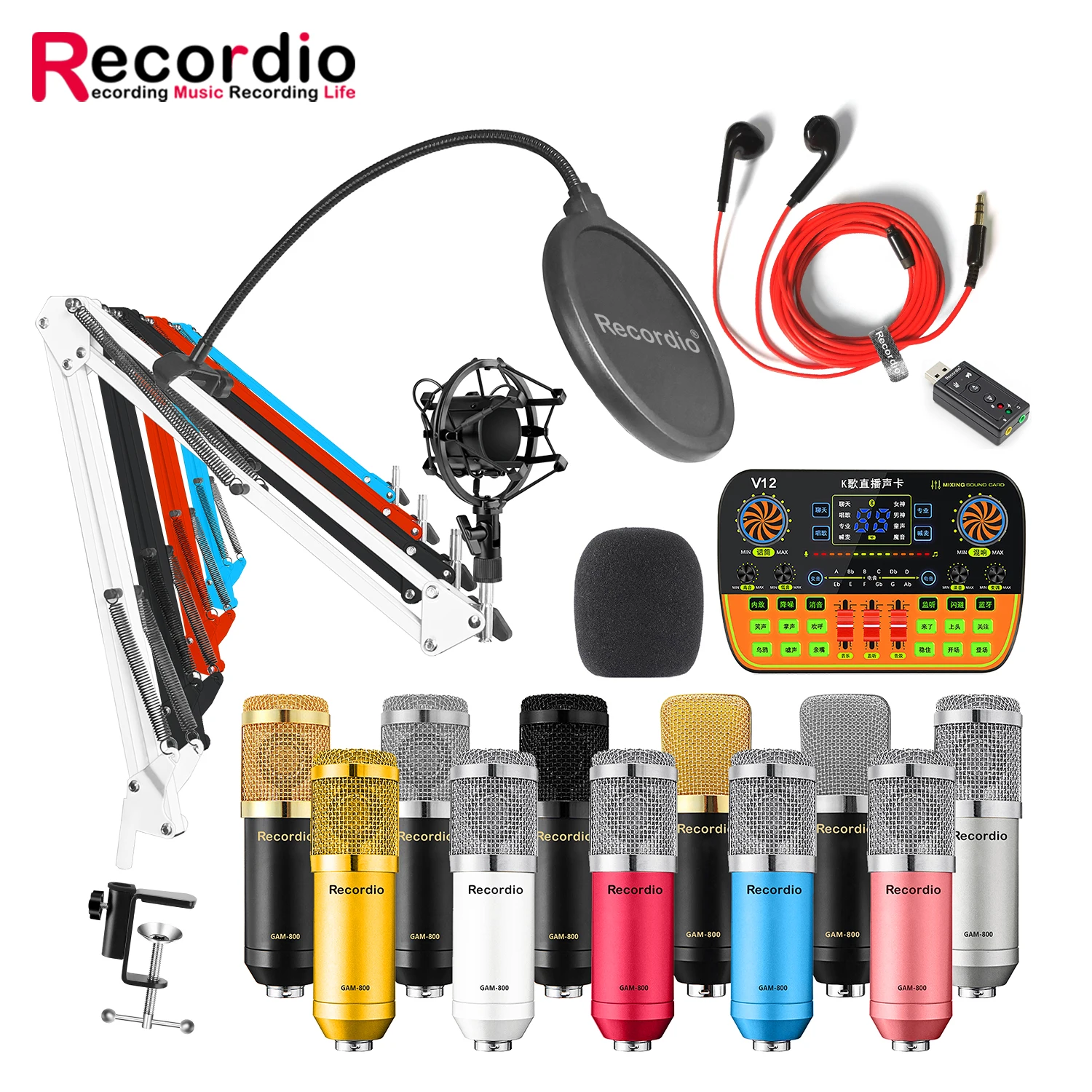 

GAM-800G Condenser Microphone Set for PC Singing Game Youtube TikTok MIC