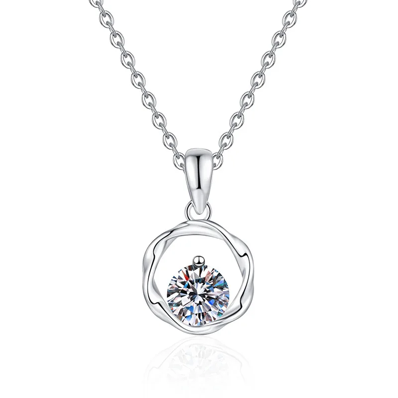 Factory Wholesale 925 Sterling Silver Mobius Moissanite Necklace D Color 1Carat for Women