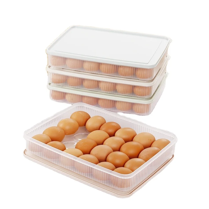 

Wholesale Egg storage box fridge preservation storage box Egg holder grid kitchen transparent plastic box 24 Pull superposition