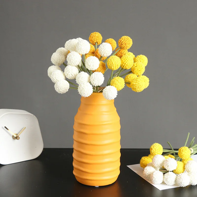 Image of SNT1050 wedding home shop decoration 25cm 9 head faux plastic mini preserved bouquet artificial gold ball flower