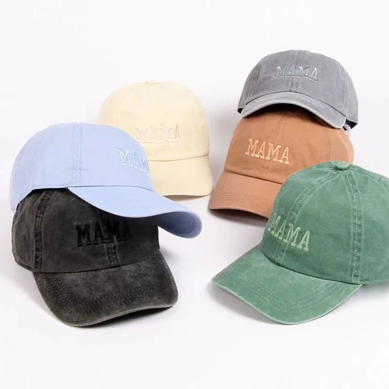 

MAMA embroidery dad hat cotton washed soft curved sun hat logo custom baseball cap