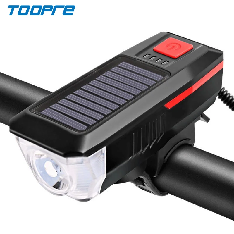 

Solar Energy Mountain Bicycle Front Light USB Charging Night Riding Cycling Flashlight LED Bike Warning Head Light, Red,blue,orange,green