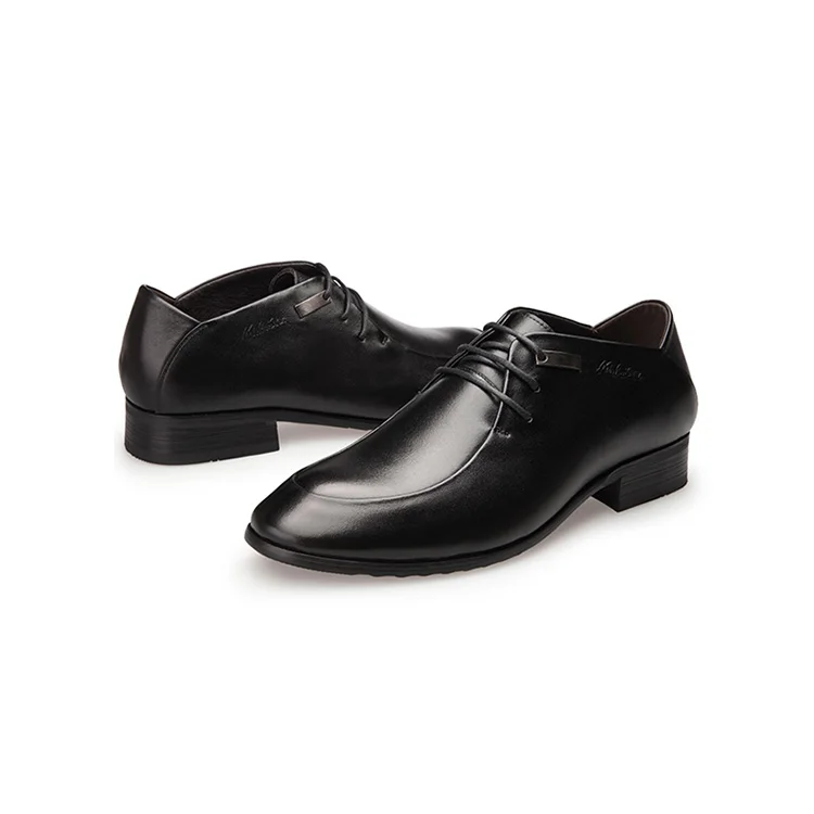 

Elegant Pointed Shoe Head Business Shoes in Man Dress Shoes with Wax Shoelaces, Black+brown