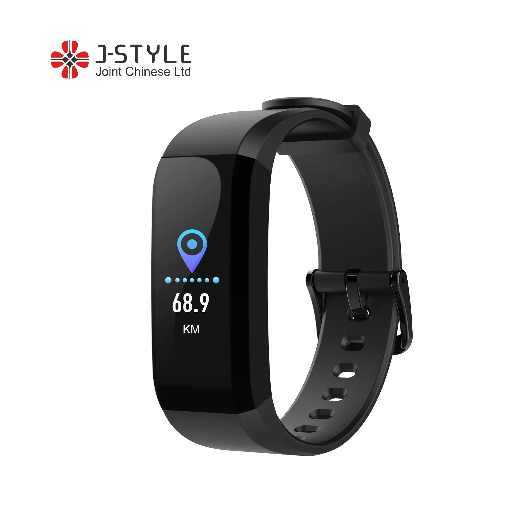 

J-style Bluetooth 4.0 Waterproof Smart Heart Rate Body Temperature Health Monitoring Social Distancing Alert Wristband, Black, red, slate, or oem color