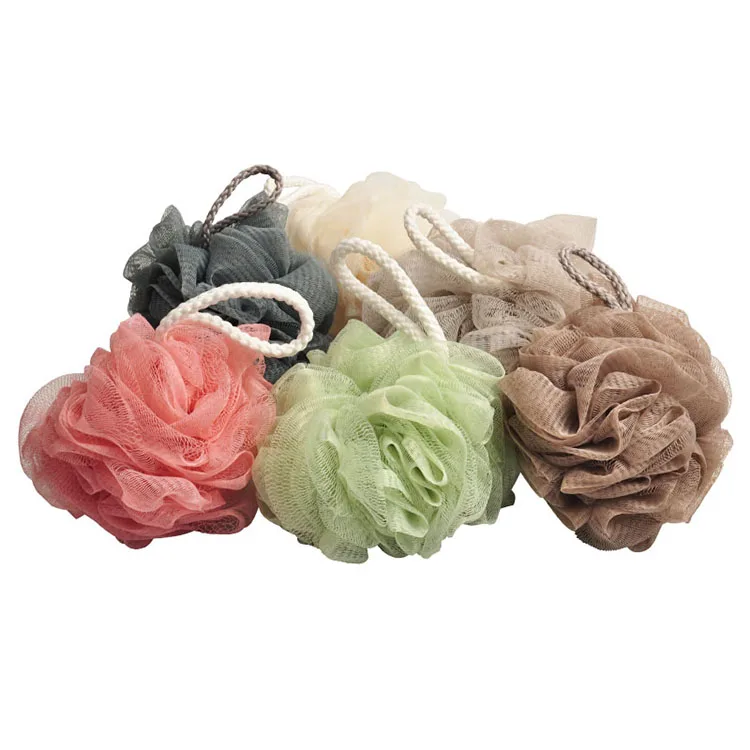 

eco friendly cute flower softly cotton mesh loofah shower sponge bath ball, Multi color optionals