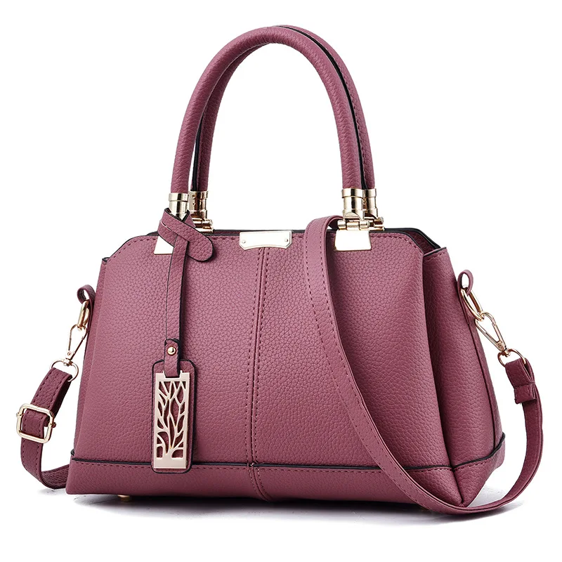 

metal leaf hanging casual lichee leather lady handbag