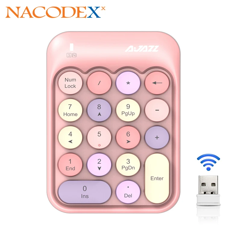 

Ajazz AK18 Wireless 18-Key Numeric Keypad Full Size Portable Slim Mini Numeric Keypad with USB Receiver