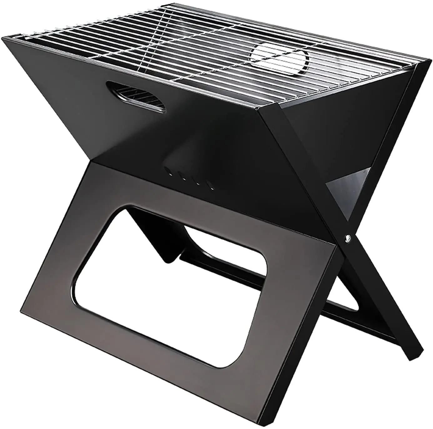 

High Quality X Type Easily Cleaning Portable Charcoal BBQ Grill Mini Barbecue Grill Folding Portable BBQ Grill, Black