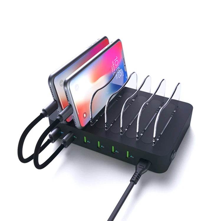 

MIQ USB Charging Station for Multiple Devices Multi Charger Organizer Docking Station, Black sliver
