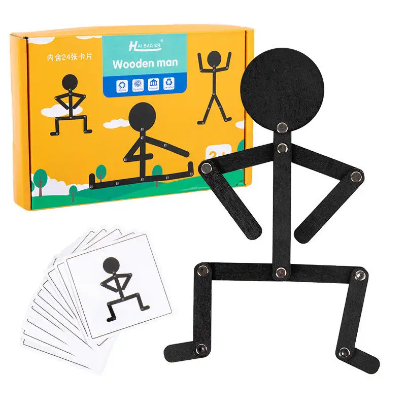 Wooden Sport Little Man Learning Toy Montessori Early Educational Imagination Concentration Training 3D Jigsaw Puzzle Toys