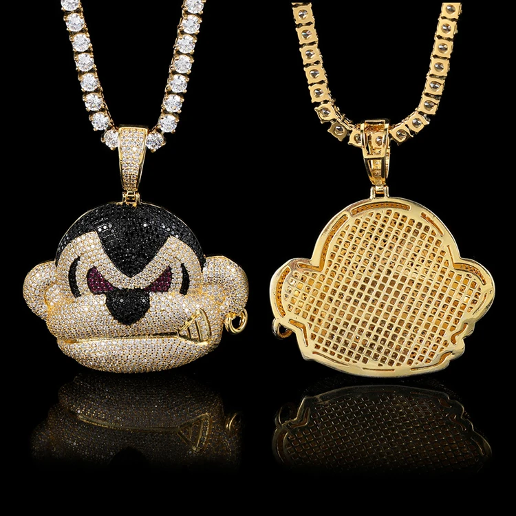 

GZYS Wholesale High Quality Hip Hop Jewelry Iced Out Men Orangutan Head Cartoon Charm Pendant