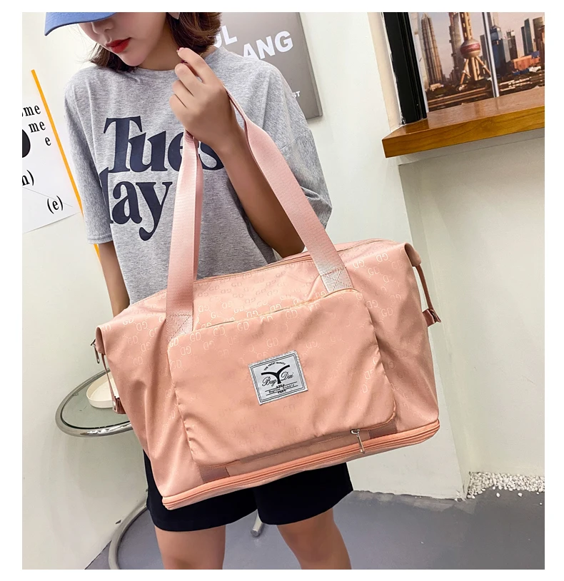 

grid pink zipper rolling bag duffle sport gym man girl, Customized color