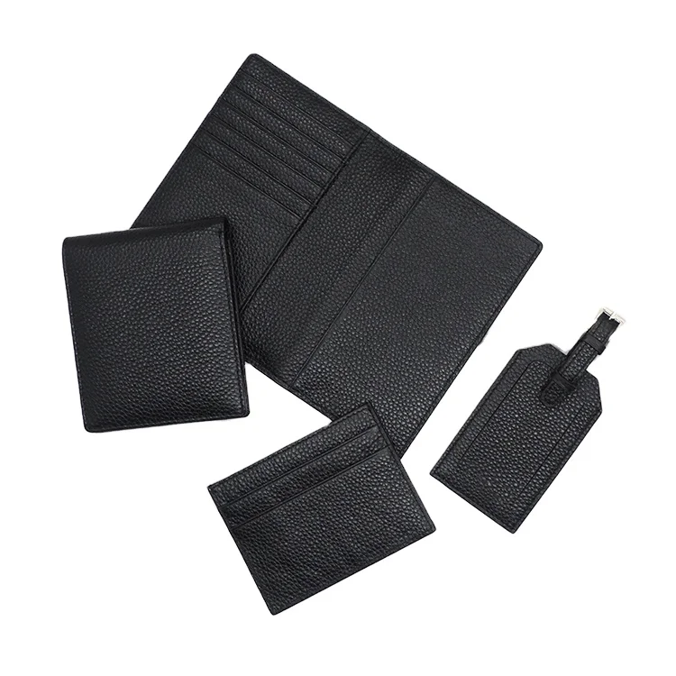 

Genuine pebble leather passport holders cover, Black and pink