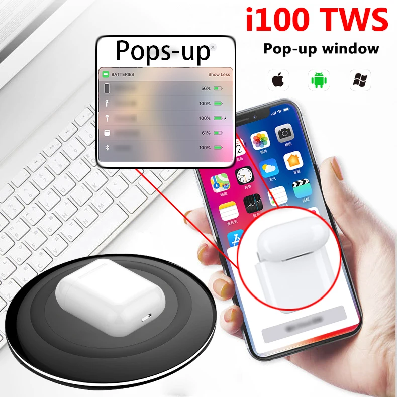 i100 TWS original LK-TE9 Earbuds Bluetooth Headset XY Wireless Earphone PK I30 I20 W1 Chip For iPhone Earphones - ANKUX.COM