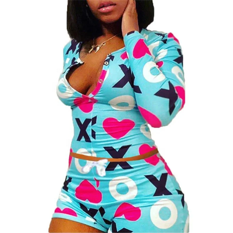 

S-4XL Adult Sexy Nighty Long Sleeve Sleepwear Two Piece Pajama Sets Women, 4 colors