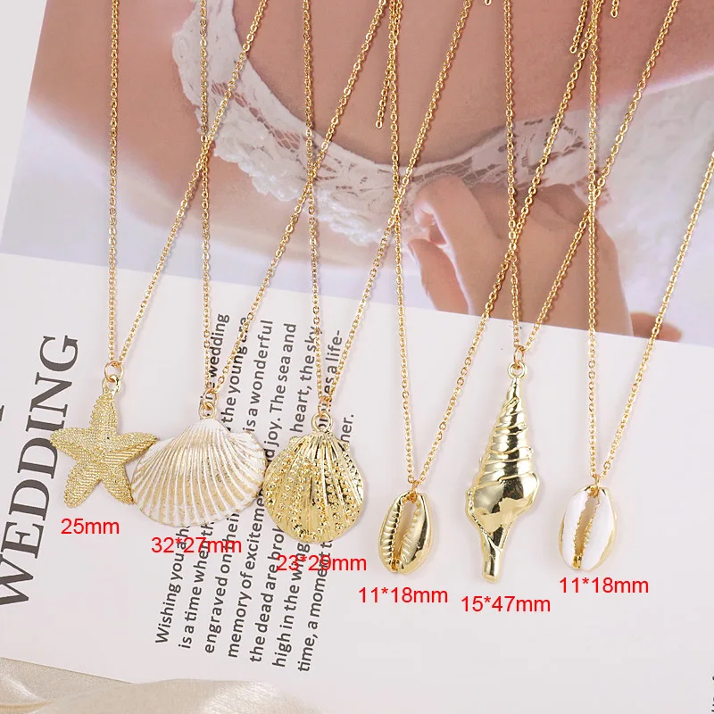 

Retro Bohemian Clavicle Chain Beach Holiday Style Simple Shell Starfish Stainless Steel Necklace