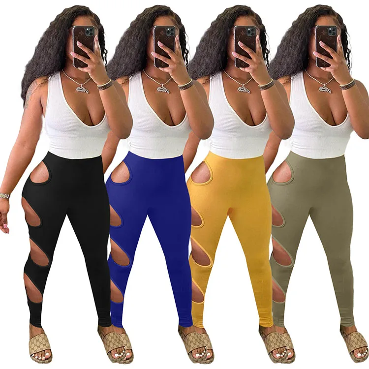 

ZH8507 Leisure Hole Cut Out Bodysuit One Piece Womens Bodysuit Yoga Pants Leggings