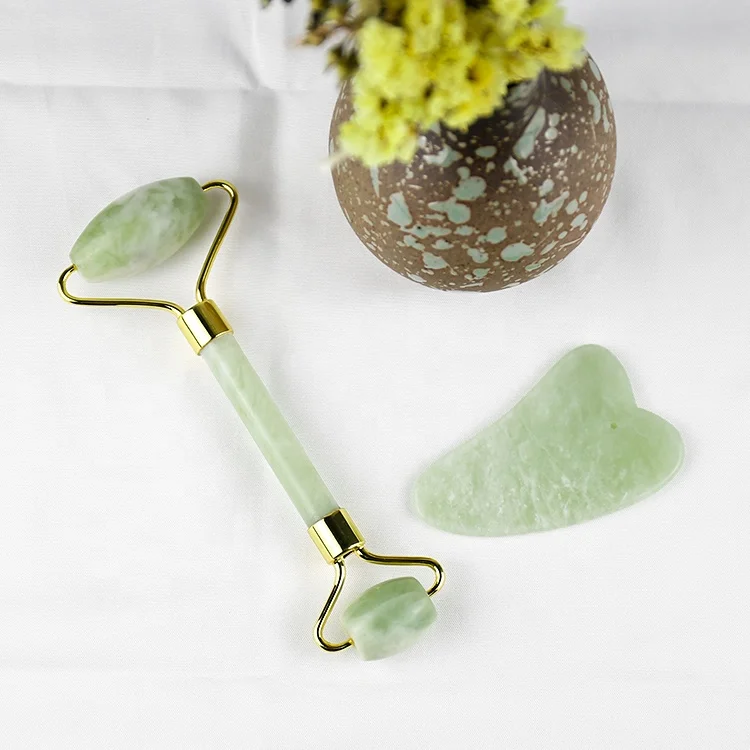 

Natural Jade Roller And Gua Sha Set High Quality Massage Tool Jade Roller, Green