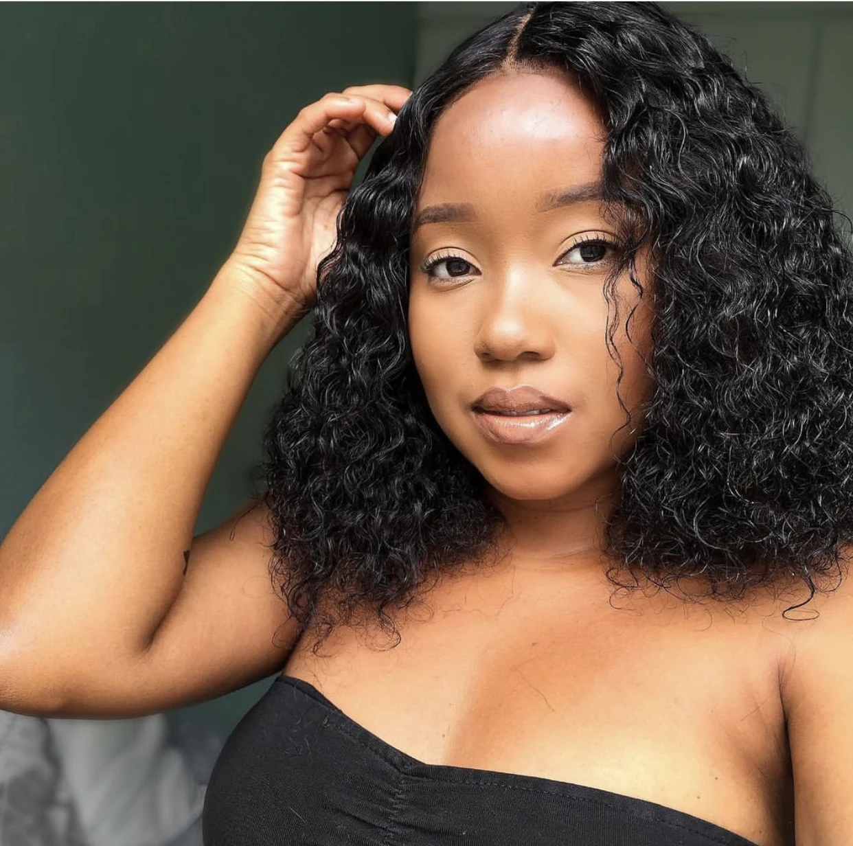 

Human hair short curly wig Lace front wig for blackwomen