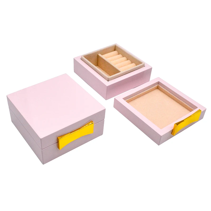 

Dropshipping Professional Factory Product Wooden Jewelry Box Luxury Jewellery Wood Gift Ring Boxes, Pink/red