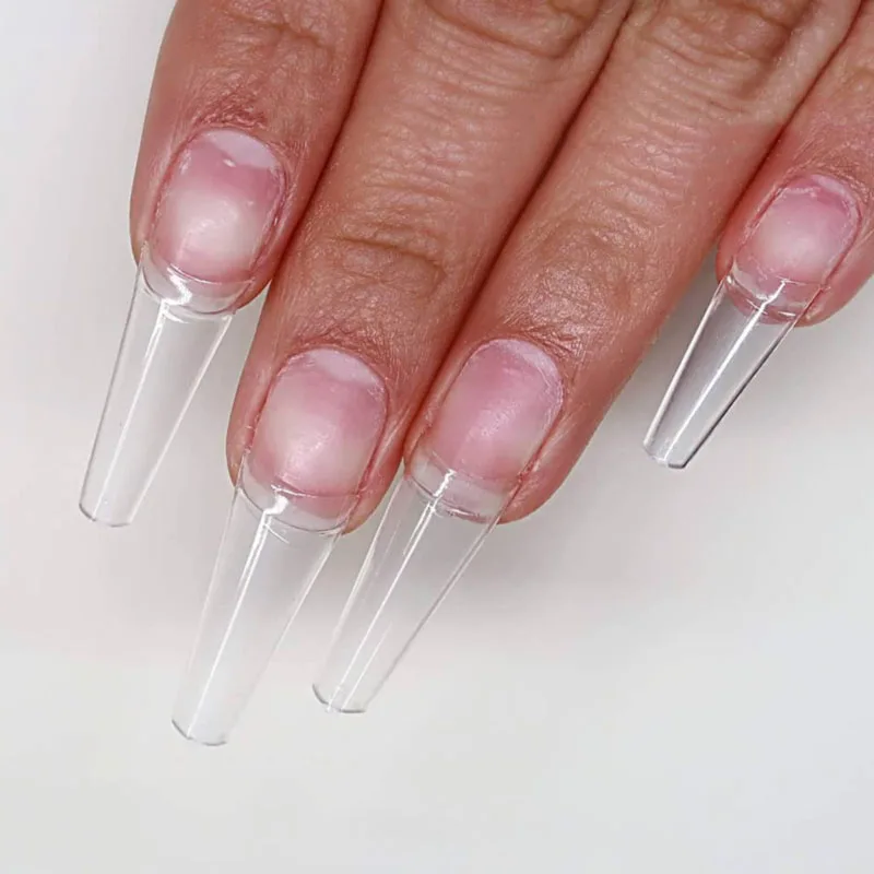 

500PCS Coffin Nails Long Ballerina Manicure French Nail Tips Half Cover Flat Shape Clear/Natural Acrylic False Nails