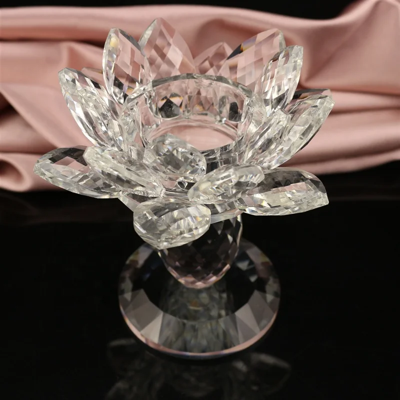 
2020 k9 lotus crystal candle holder/crystal lotus candlestick for For Wedding Home Decor Candlestick table centerpieces 