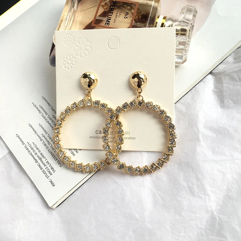 

2022 New Arrival Korean Real Gold Plated Cubic Zirconia Big Circle Earring Statement CZ Zircon Hoop Earrings