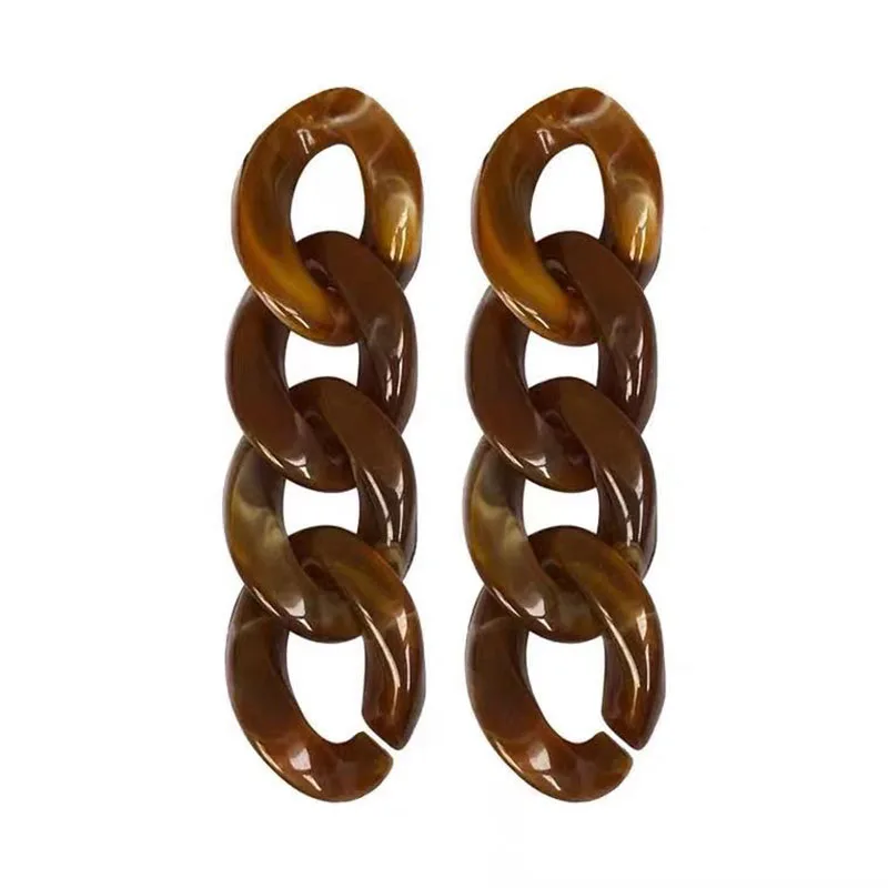 

New Trendy Vintage Acrylic Chain Long Drop Earring Geometric Resin Dangle Earring Women Fashion Party Jewelry Gift 2021