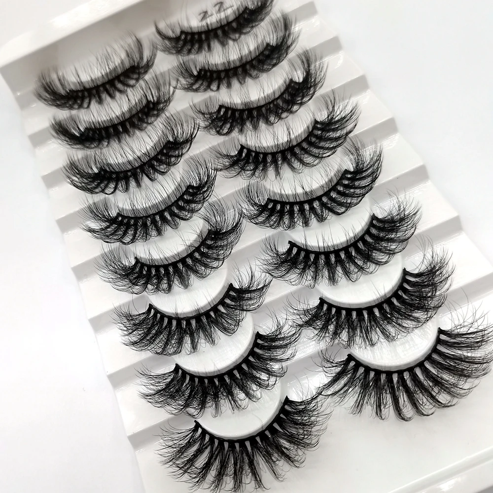 

wholesale bulk pack 8 pairs eyelashes vendor wispy curl 25mm 3d faux mink eyelashes