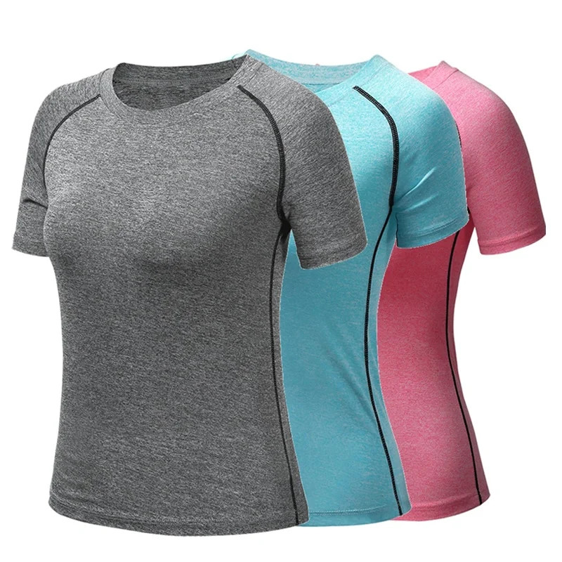 

Women Training Exercise T-shirt Quick Dry Summer Running Fitness Gym Sports Yoga Tops Short Sleeves Tee, Colored or customized colors