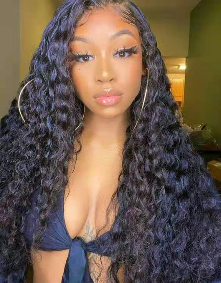 

Brazilian deep water wave hd frontal 28 30 inch long bodywave lace front wig lace front human hair wigs for Black Women