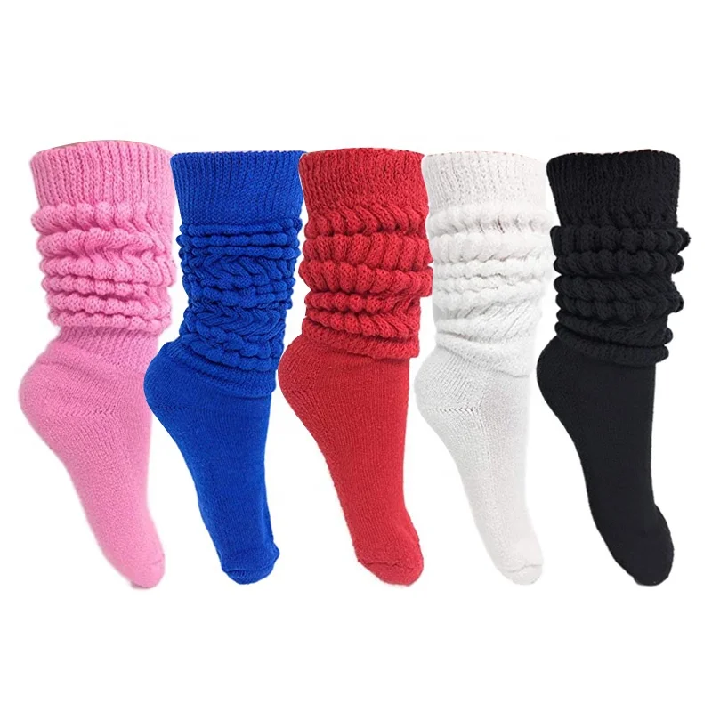 

Fashionable wholesale cotton extra long knee high girls heavy slouchy sock thick slouch colorful custom long socks for women, Picture show