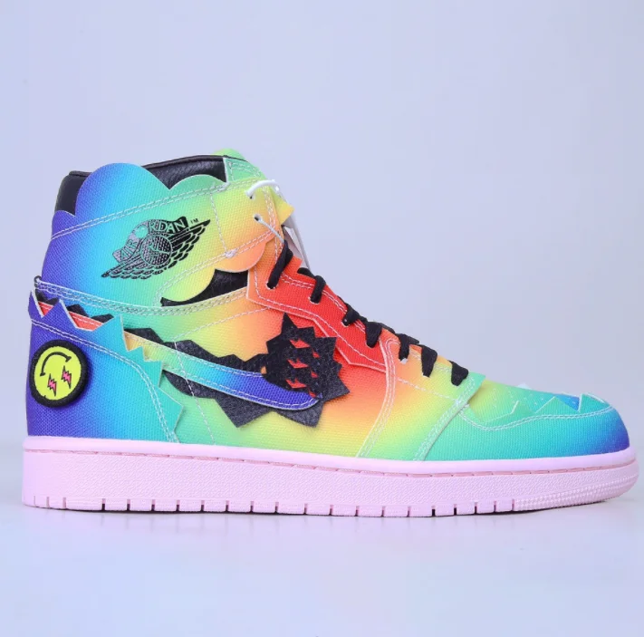 

2021 most popular aj 1 high OG J shoes rainbow color top quality OG Balvin x AJ 1 basketball sport shoes