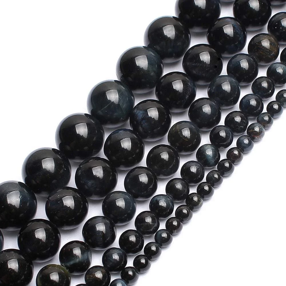 AA Black Blue Tiger Eye Round Energy Stone Healing Power Gemstone Loose Beads (Natural Tiger Eye Color Dyed)