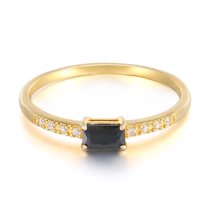 

ROXI S925 sterling silver wild square black diamond fashion ring for women