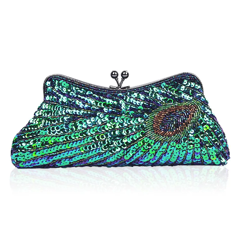 

Unique Shape Ladies Luxury Party Purse Hand Sequined And Beading Mini Slim Evening Clutch Bags For Women