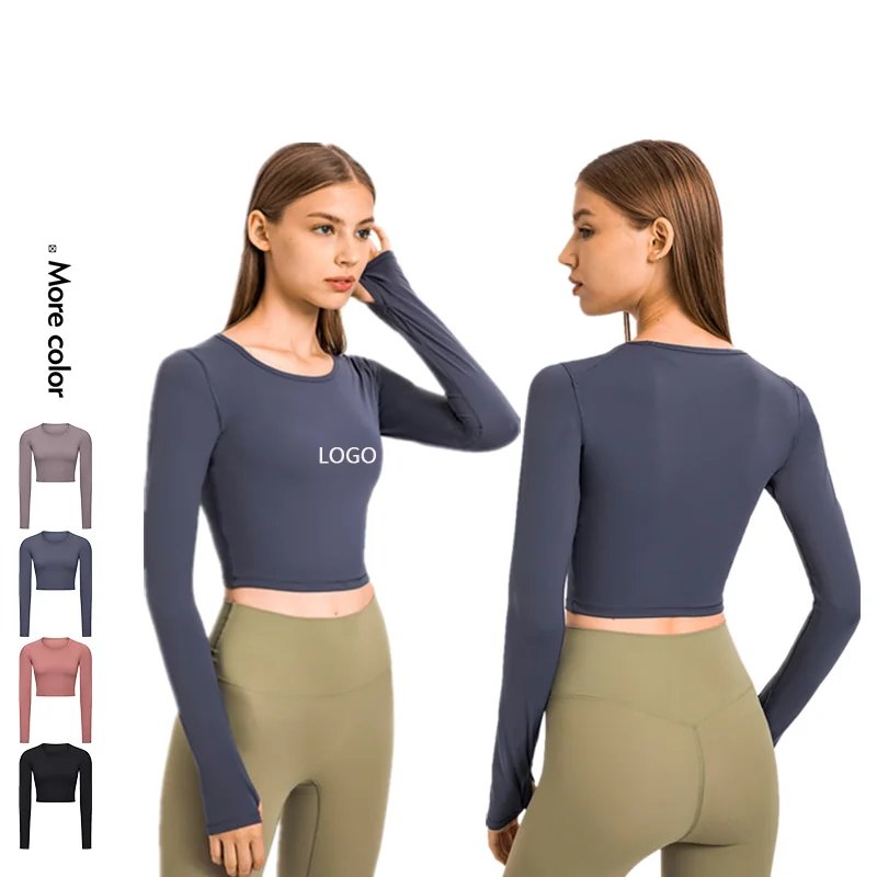 

Xsunwing wholesale Autumn and winter Women Long Sleeve Yoga Tops Girls Sports Shirt Fitness Wear printing T Shirt Yoga Shirts