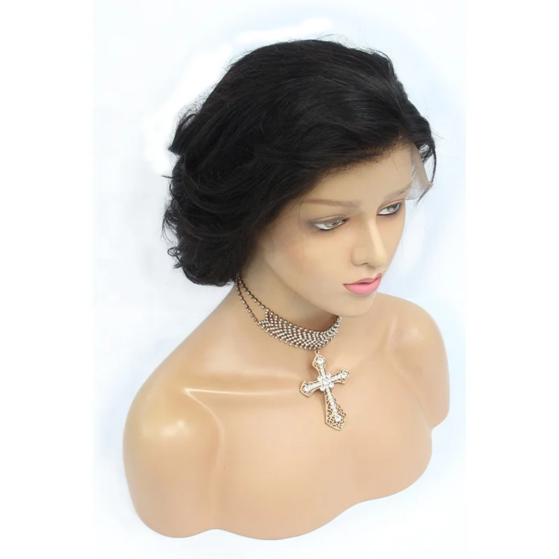 

Perruque Cheveux Humain Hair Pixie Cut Wig 130% Density Lace Front Human Hair Wig, 1 1b 2 4