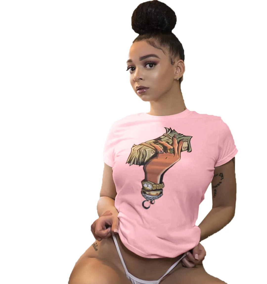 

Printed Short Sleeve Cotton Casual Womens T shirt For Women, Picture color