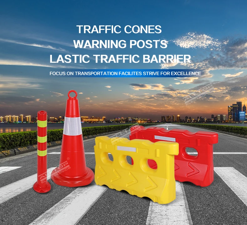High quality red and yellow water filled red plastic road traffic barrier