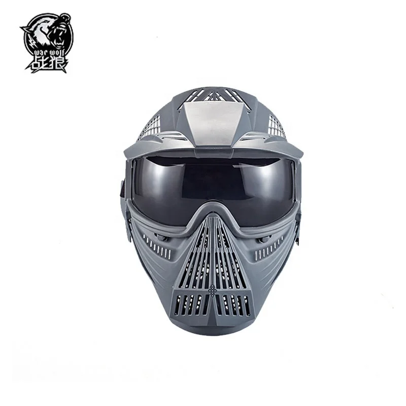 

High quality ABS plastic anti sputtering tactical full paintball mask face with two color lens, Picture show