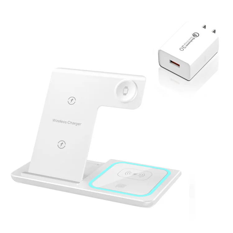 

New Design 3 In 1 Qi Wireless Charger Kit Charge Adapter Wireless Charging Stand Kits For iPhone Xiaomi For Airpods iWatch