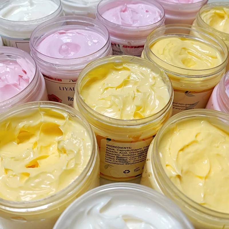 

Private Label Organic Whipped Shea Butter Moisturizing Whitening Body Cream Mango Rose Coconut Body Butter