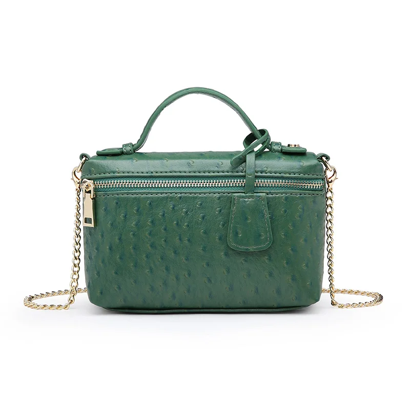 

2020 Latest Faux Ostrich Leather Chain Shoulder Party Purses Clutch Travel Cosmetic Bag Handbag, Black,red,blue,orange,green,brown,oem