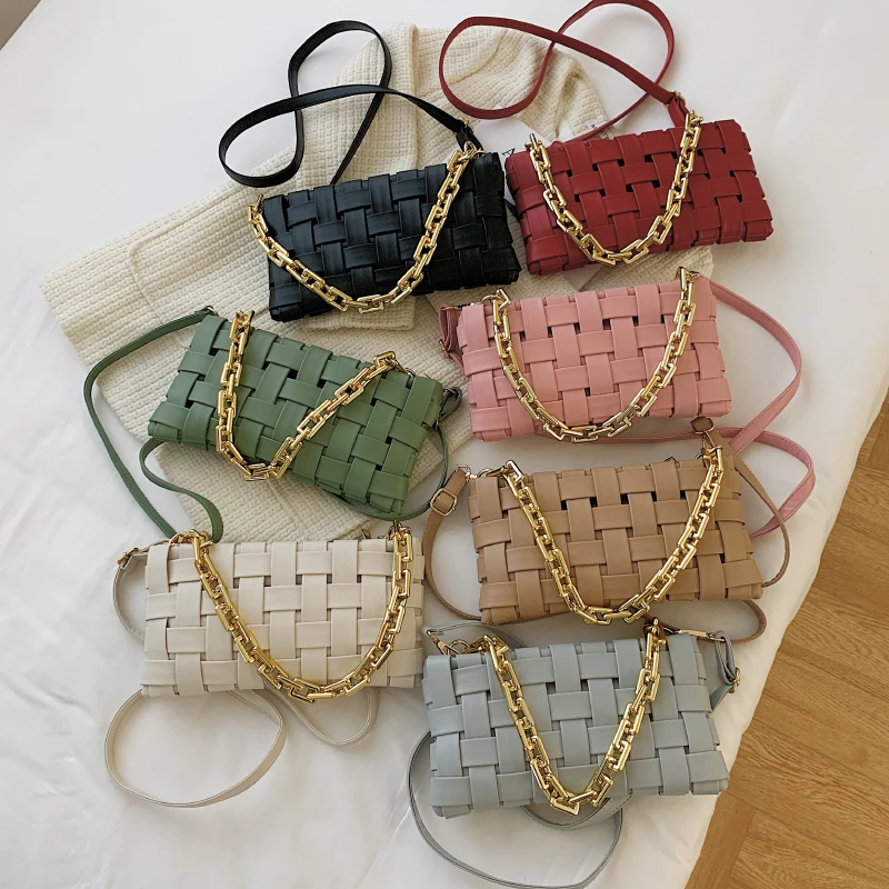 

New Trendy Woven Purses Girls Luxury Chain Handbag Ladies Cute Hand Bags For Young Woman