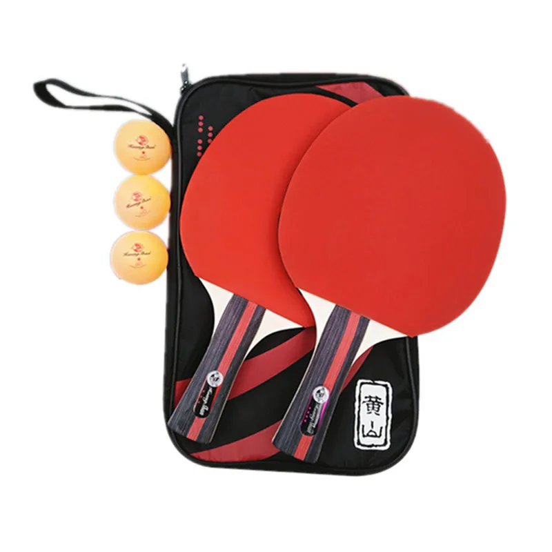 

table tennis racket set 2-racket+3-ball with carrying bag for family fun pingpong racket sets with handbag table tennis set, Red+black